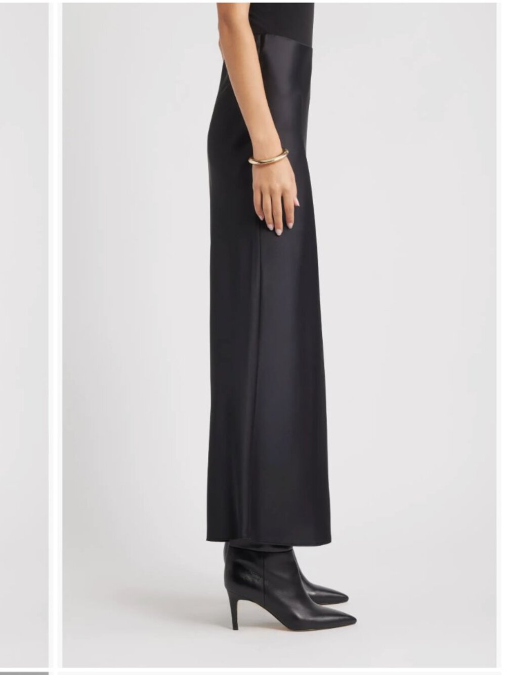 Open Edit Black Satin Slip Maxi Skirt S - Picture 11 of 12